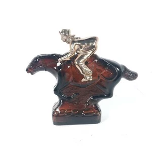 Vintage AVON Leather Pony Express Mail Carrier Horse Rider Decanter Empty  - Picture 1 of 9