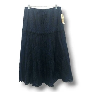St Johns Bay Womens Skirt P Extra Large Long Blue Lace Tiered Boho Whimsygoth - Picture 1 of 13