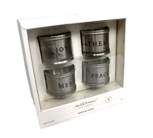 Hearth & Hand with Magnolia Holiday Christmas Pewter Napkin Ring Set of 4 NEW - Picture 1 of 4