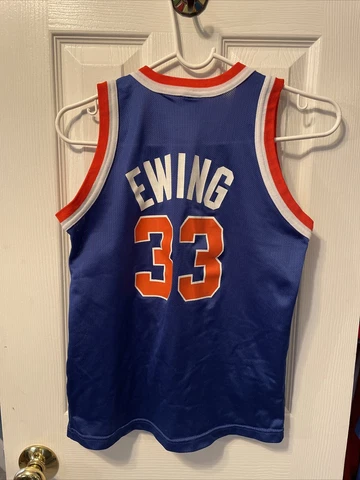 Patrick Ewing New York Knicks basketball champion boys blue jersey medium 10-12 Cover