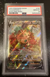Pokemon TCG Leafeon V Alt Art SWSH Evolving Skies 167 Gem Mint PSA 10 Alt Art - Picture 1 of 2