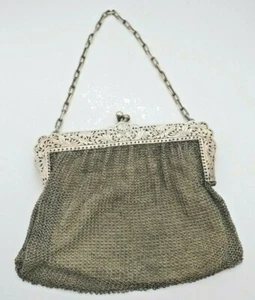 Antica borsa francese XIX secolo ~ ARGENTO 5" MAGLIA ~ firmata "Vaguer" - Foto 1 di 6