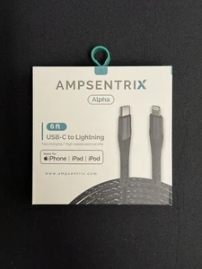 AMPSENTRIX USB-C to LIGHTNING CABLE 6FT (MFi CERTIFIED) - Picture 1 of 1