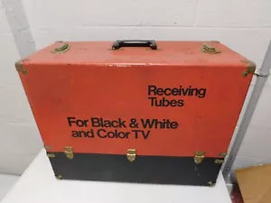 Vintage X Large TV Repair Tubes Wood Carrying Case Television Color Black White - Picture 1 of 11