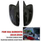 For Kia Sorento 2015-2020 2X Carbon Fiber Ox Horn Side Rearview Mirror Cover Cap