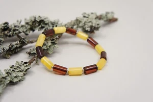 Natural Baltic Amber Bracelet Gift Yellow Cherry Capsule Bead Women Men #5004 - Picture 1 of 10