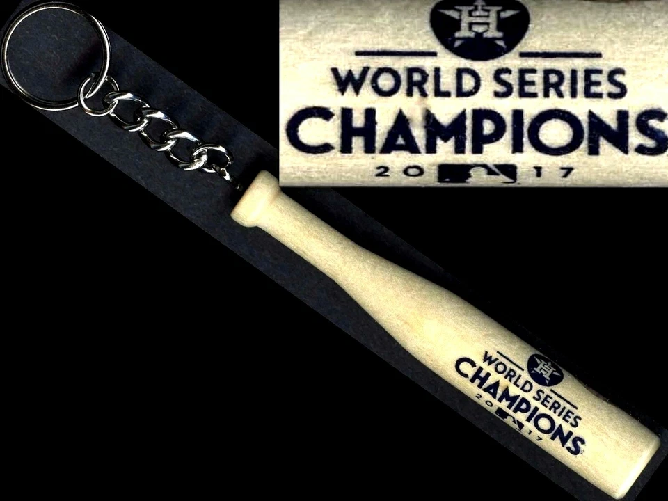 HOUSTON ASTROS~2017 WORLD SERIES CHAMPIONS~NEW MINI SOUVENIR WOOD BAT KEY-CHAIN - Image 1 of 1