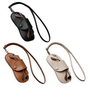 2Pcs Portable Soft Leather Glasses Case Eyewear Sunglasses Holder Bag With Strap - Picture 1 of 14