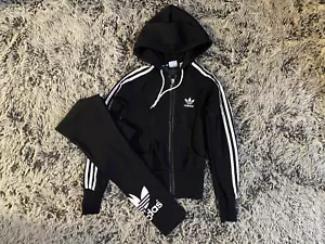 ADIDAS TREFOIL LOGO FULL ZIP HOODIE LEGGINGS SET TRACKSUIT SZ SMALL Y2K VINTAGE - Picture 1 of 5