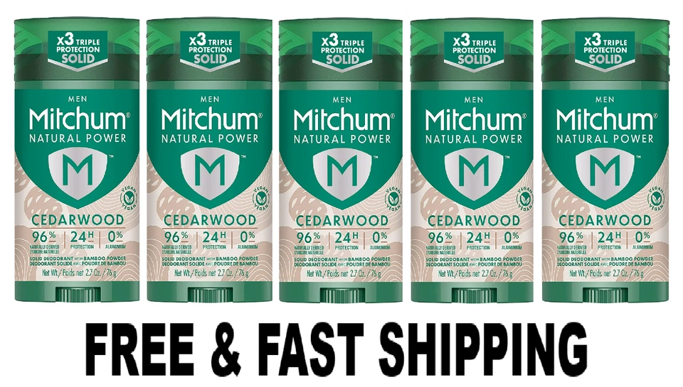 Mitchum Men’s Natural Power Deodorant Solid, Cedarwood, 2.7 oz PACK OF 5 - Image 1 of 1
