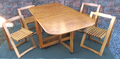 复古门腿桌和 4 个 Aldo Jacober 的里雅斯特折叠椅 Alberto Bazzan 著 — 第 1/4 张图片