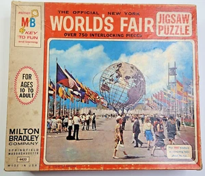 Rare! Milton Bradley 1964-1965 Worlds Fair Unisphere 750pc Jigsaw Puzzle SEALED - Picture 1 of 8