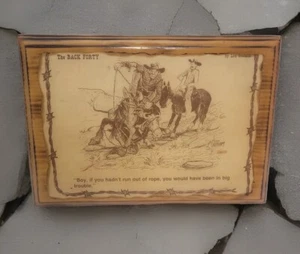 Vintage Holz Wandrelief Bild lackiert Seil Rodeo Cowboy Cartoon Rückseite 40 - Bild 1 von 8