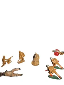 6 Lead Vintage Army Figures Lot Plus 2 Extra Pcs - Picture 1 of 11
