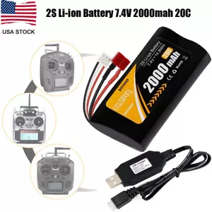 7.4V 2S 2000mah Li-ion Battery 20C T Plug & JST-XH Plug with USB Charger for RC - Picture 1 of 11