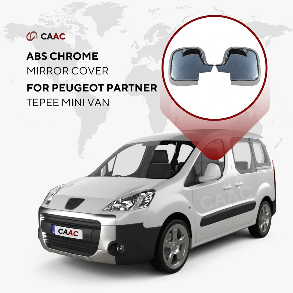 Cubierta de espejo cromada 2 piezas ABS para Citroen Partner Tepee 2008-2012 OE00008281 Foto 1 de 4