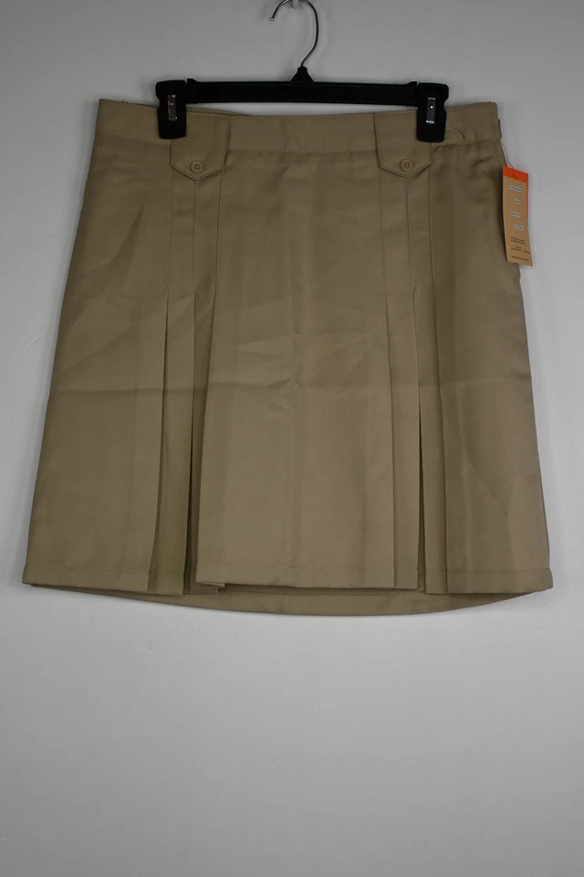French Toast Girls' Front Pleated Skirt With Tabs Khaki Khaki Size 16 Za0g