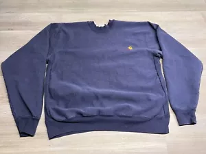 Vintage Carhartt Sweatshirt Rugged Outdoor Wear Reverse Weave Style Faded Blue - Bild 1 von 7