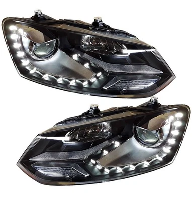 SCHEINWERFER für VOLKSWAGEN VW POLO 6R 6C 09-17 schwarz SET links rechts H7 - Bild 1 von 4