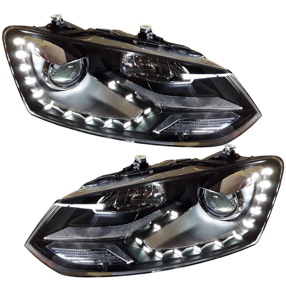 FARO PROIETTORE per VOLKSWAGEN VW POLO 6R 6C 09-17 nero SET sinistro destro H7 - Immagine 1 di 4