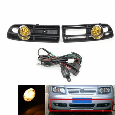 For VW For Golf MK4 1999-04 Fog Light H3 Front Bumper Grille Yellow DRL Lamp NEW - Image 1 of 4