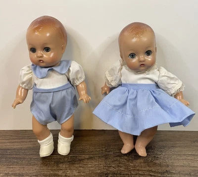 Vintage Effanbee DOLL Patsy Babyette Twins 8" Boy & Girl In Outfits - Image 1 of 4