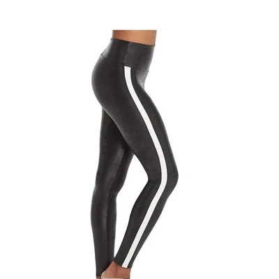 Leggings de tiro alto SPANX imitación cuero vegano rayas blancas talla mediana Foto 1 de 4