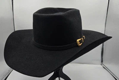 SOMBRERO OCCIDENTAL STETSON 6X Promo DORADO HEBILLA PIEL NEGRA TALLA 6 7/8+ ver fotos de herramientas Foto 1 de 4
