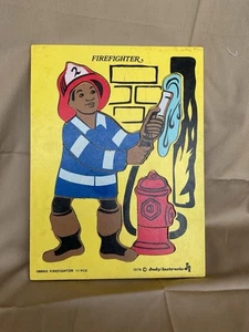 Vintage Judy Instructo Wooden Puzzle Firefighter Hero Occupation 1974 Preschool - Picture 1 of 4