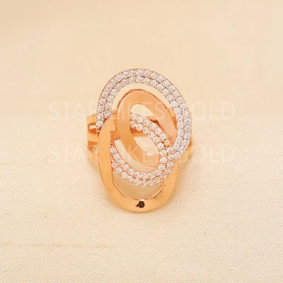 18K Rose Gold Ladies Ring Butterfly Flower Design Unique Fine Jewelry Size 6.5 - Image 1 of 4