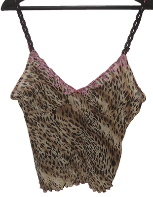 Sexy sensual encaje sensual satinado estampado guepardo estampado rosa camisola Y2K JLo para mujer talla M Foto 1 de 4