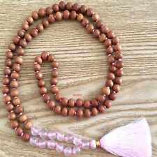 8mm Natural knot Sandalwood Rose quartz gemstone beads necklace Diy Elegant Cuff