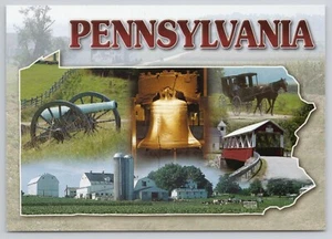 Postcard Pennsylvania Liberty Bell Gettysburg Covered Bridge Amish Farmland - Picture 1 of 2