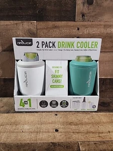 Reduce 4-in-1 Stainless Steel Bottle And Can Cooler, Green and White 2 pack - Picture 1 of 7