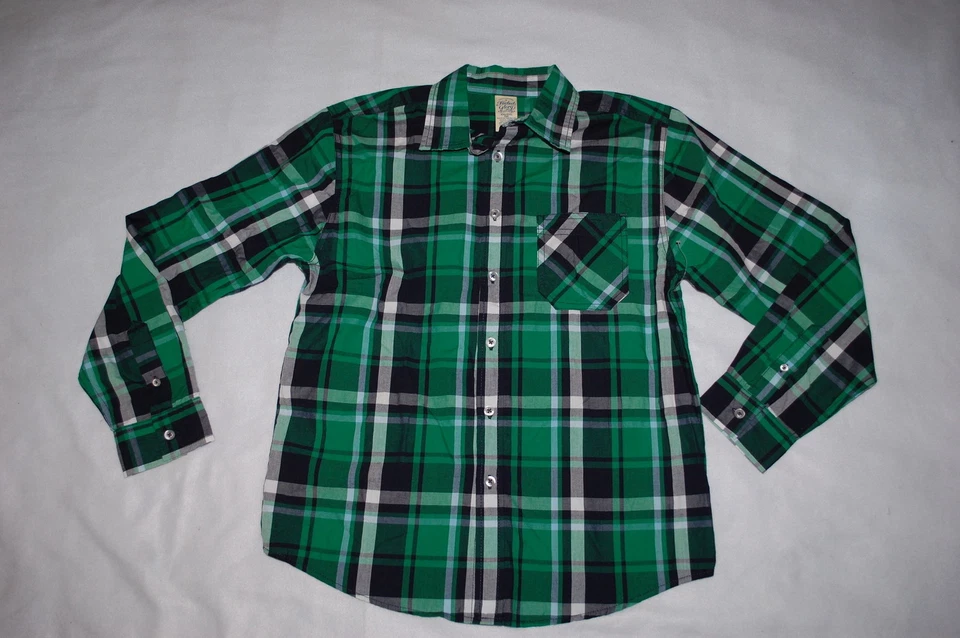Camisa L/S para Niños VERDE AZUL MARINO A CUADROS Botón Delantero ESCUELA Elegante Informal XXL 18 Foto 1 de 1