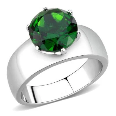 Anillos de plata verde esmeralda para mujer solitario acero inoxidable circoin anillo es Foto 1 de 4