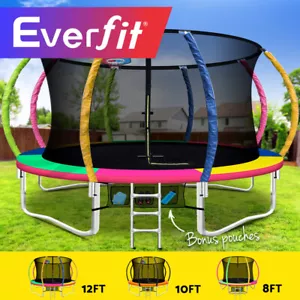 Everfit 8/10/12FT Trampoline Round Trampolines Basketball set Safety Net Pad Mat - Picture 1 of 17