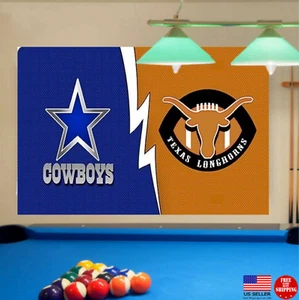 Dallas Cowboys vs Texas Longhorns House Divided Flag 3x5 Flag Man Cave Tailgate - Picture 1 of 9