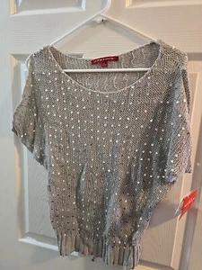 JJ Basics Knit Sequin Sweater. Gray. NWT. Size Small. Msrp $42 - Picture 1 of 18