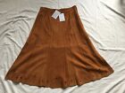 NWT &Other Stories size 10 Genuine Suede Flared Skirt Color Medium Brown Turkey 
