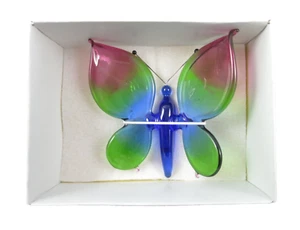 Figura dijes con adorno de mariposa checa con lámpara de vidrio Ota hecha a mano caja original de 3 - Imagen 1 de 8