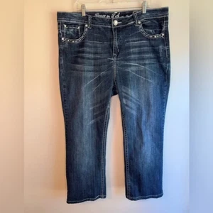 Grace in LA Größe 21 Strass verziert dunkel gewaschen geschnittene Jeans Taille 40"" - Bild 1 von 16