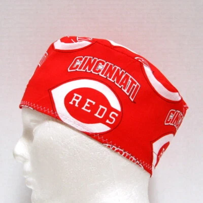 Cincinnati Reds Mens Scrub Hat, Surgical Cap, Skull Cap, Chemo Hat, Chefs Cap - Image 1 of 4