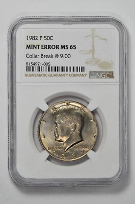 1982 P 50C Kennedy New Holder Half Dollar NGC MS 65 with Collar Break @ 9:00 - Image 1 of 2