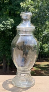 Vintage Clear Glass Apothecary Jar with Lid Candy Display Jar 10 Inches Tall. - Picture 1 of 4