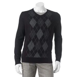 NUEVO Suéter Pullover Apt 9 Para Hombres Clásico Mezcla de Lana Argyle Cuello en V S XL 2XB NUEVO CON ETIQUETAS - Imagen 1 de 7