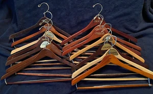 VINTAGE Lot of 14 Wood Suit Hangers Macy’s Marriott Kentucky Stores Trouser Bar - Picture 1 of 16