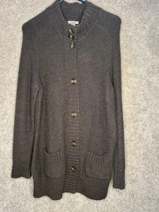 Carhartt Button-Front Cardigan Sweater Brown Women's Large Cotton & Wool Knit - Picture 1 of 6