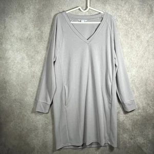 Athleta Seasoft Mini Dress Womens Large Purple Gray Long Sleeves V-Neck Travel - Picture 1 of 10
