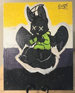 Wall Decor,Canvas,Home Decor,Bold Black and Yellow Bat Hand-painted Art Canvas - Picture 1 of 3